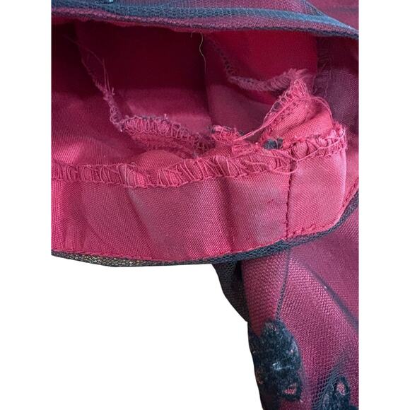 Vtg 90s Virgo Dress Sz 6P Flocked Velvet Red Black Dress Titanic Whimsy Goth - Picture 15 of 15